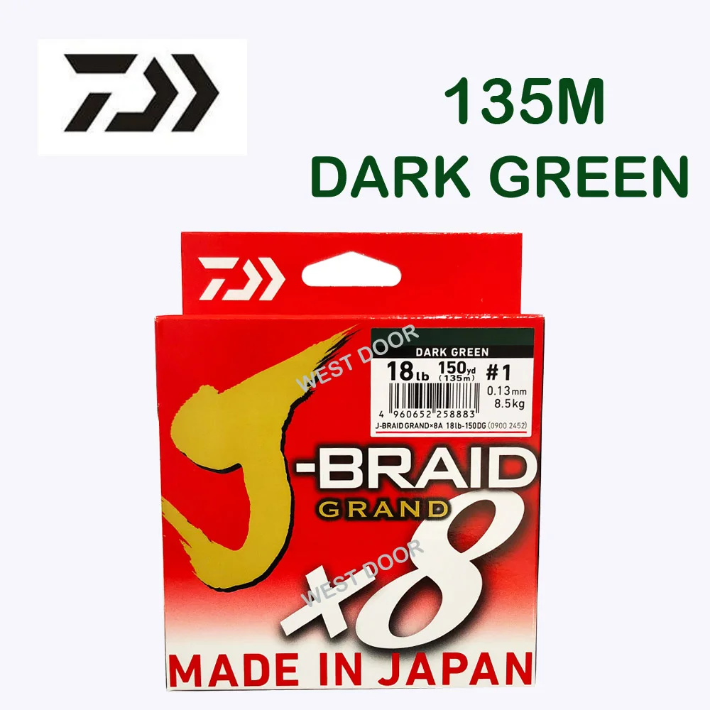 Новинка DAIWA J-BRAID GRAND X8 плетеная леска PE темно-зеленая многоцветная Сделано в Японии - Цвет: 135M DARK GREEN