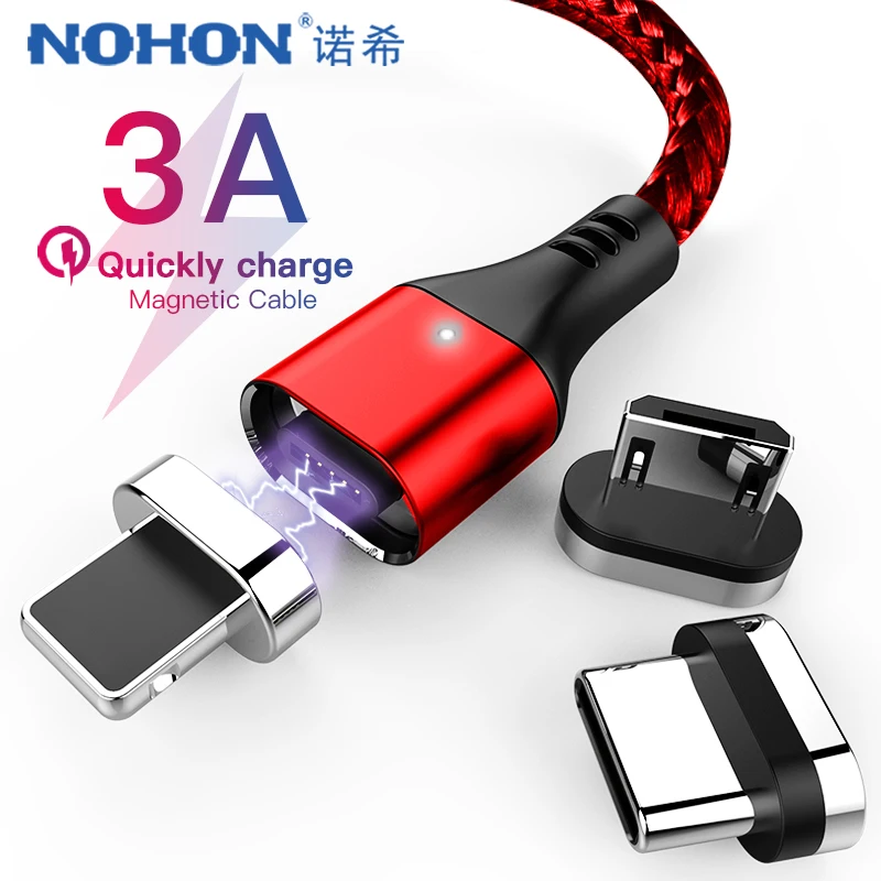 NOHON Магнитный зарядный кабель для передачи данных iPhone Xs X XR Max 5 6 7 8s Plus & Type C кабели и