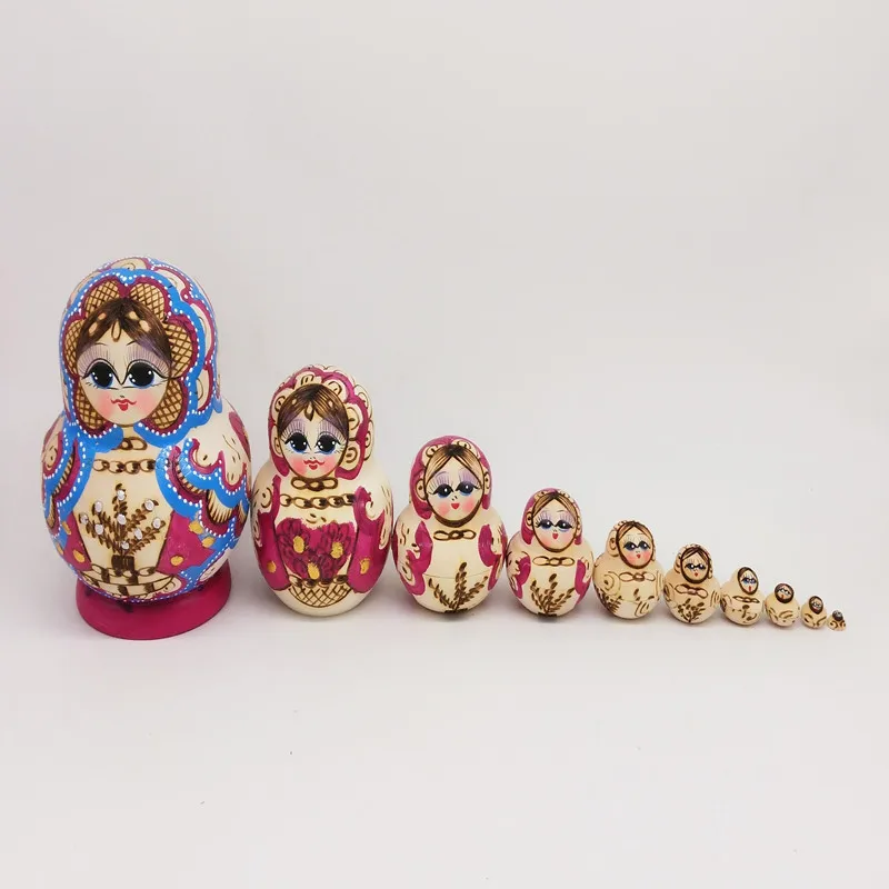10 шт. деревянная русская ручная роспись матрешки вабушка матрешка куклы подарок