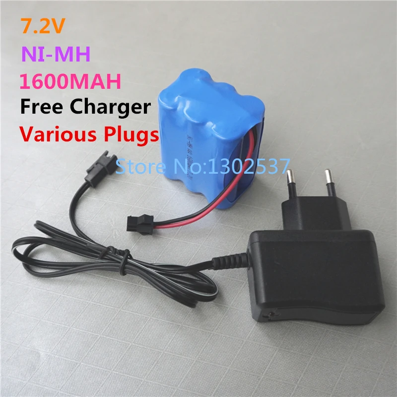 

7.2V 1600MAH AA *6 Ni-MH 3.6V 4.8V Rechargeable chargeable Battery for Toys' Power Source with Free Charger