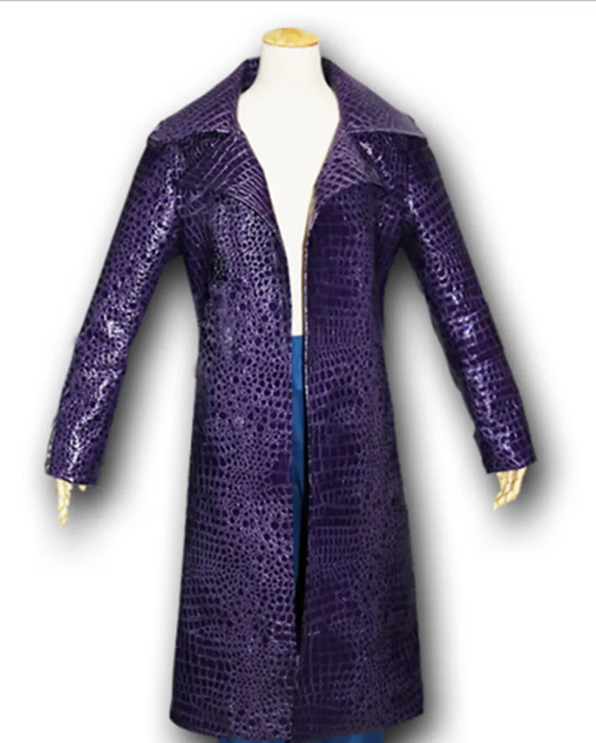 Purple leather Джаред Лето Джокер костюм отряд самоубийц Хэллоуин косплей костюм пальто на заказ - Цвет: Purple leather