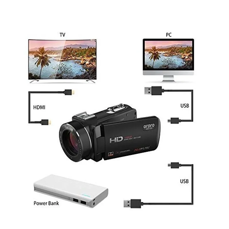 Ordro Full HD Цифровая видеокамера Камера DV 1080 P 24mp 3 &quotзум + штатив | Электроника