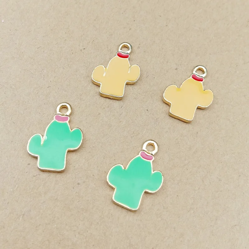 10 шт. 15x20 мм кактус талисманы эмаль для изготовления браслета Ассорти ювелирные