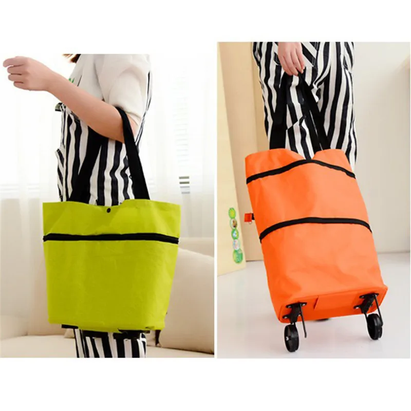 Портативный Оксфорд + Средний ДВП Складная продуктовая тележка для супермаркета