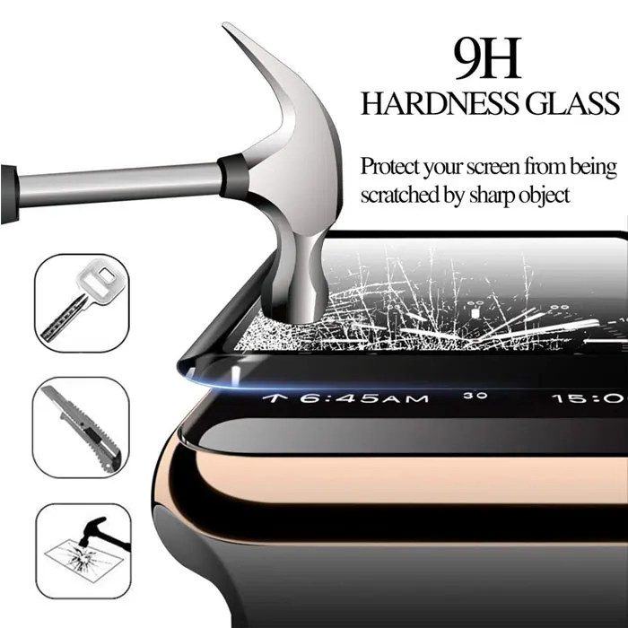 Защитная пленка на весь экран для наручных часов Apple watch 4/3/2 с уровнем твердости 9H Защитная пленка для наручных часов iwatch, 42 мм 44 мм, 38 мм, 40 мм экрана из закаленного стекла