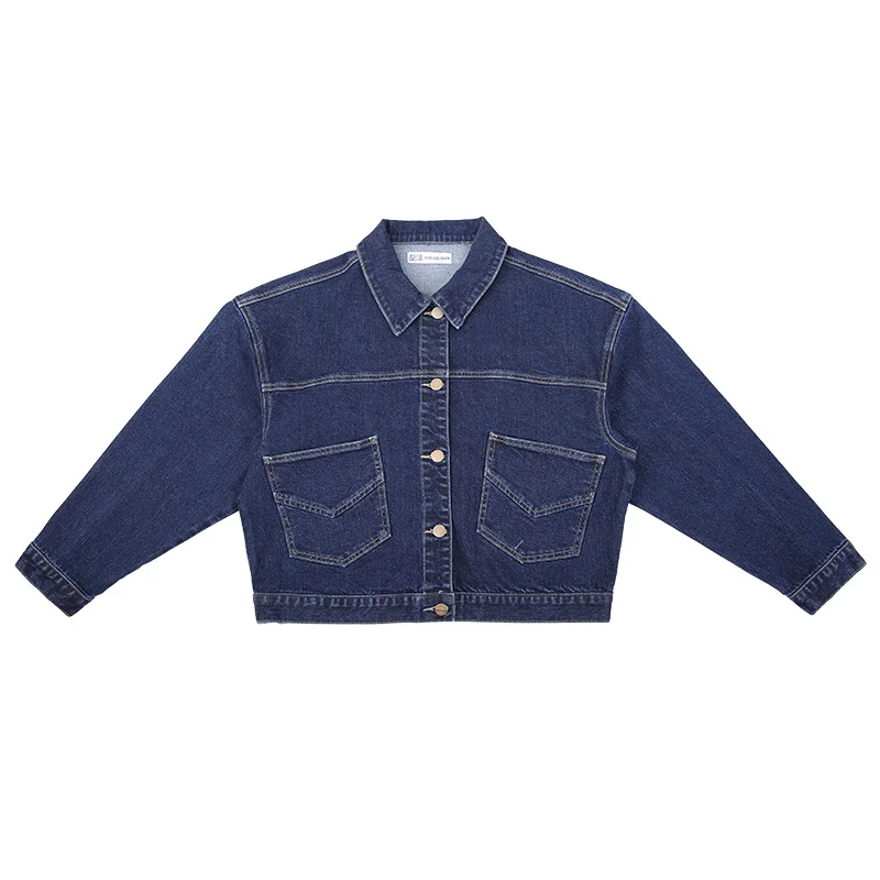 Женская короткая джинсовая куртка LEIJIJEANS, классическая повседневная темно-синяя куртка из денима c пуговицами на спине, новая модная модель больших размеров от S до 6XL - Цвет: 9097 dark blue