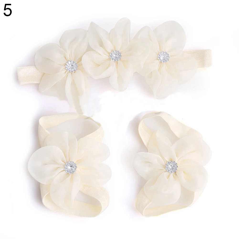 3 Pcs/Set Baby Girl Little Princess Barefoot Rhinestone Foot Flower Headband | Детская одежда и обувь