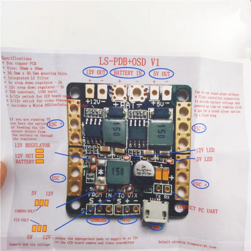 Контроллер полета Tarot Naze32 F3 плата распределения питания CC3D PDB встроенный фильтр OSD