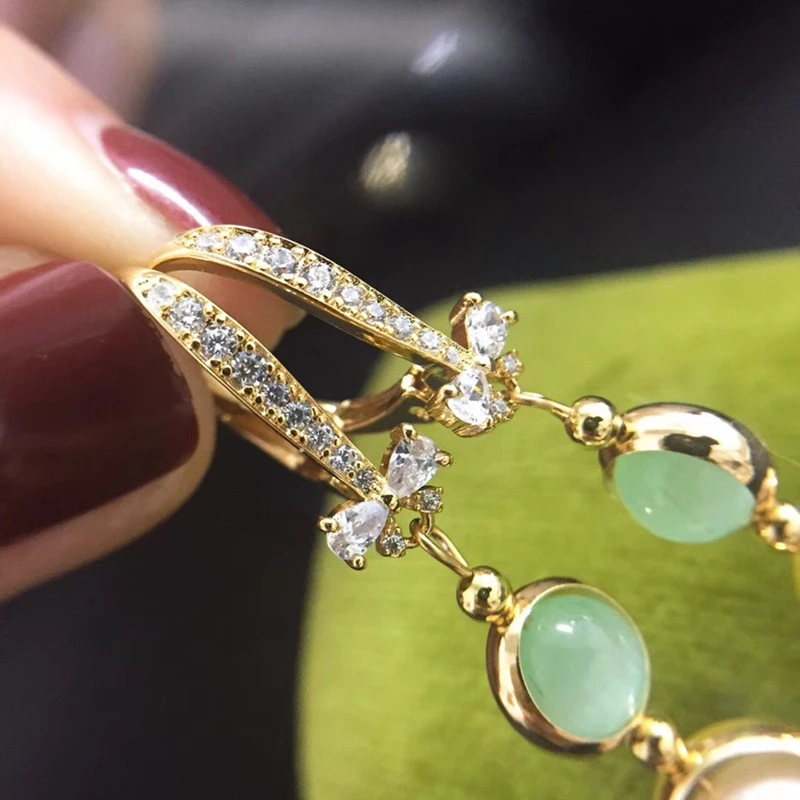 Серьги-капли Yuaner 14K gold Sprite с опалом и натуральной клубникой SPAR 8-9 мм серьги ручной