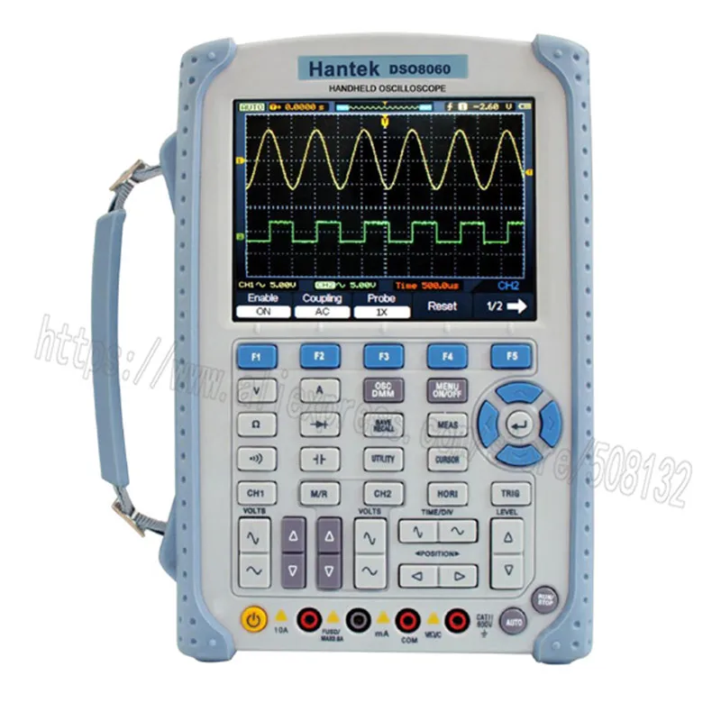 Ручной Osciloscope Hantek DSO8060 60 МГц 2 канала 250MSA/s большой 5 7 дюймовый TFT цветной ЖК