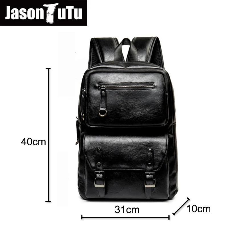 Джейсон пачка Для мужчин рюкзак черный кожаный вещевой мешок для путешествий s