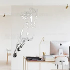 Декоративные Горячие Скачущая Лошадь 3D акриловые зеркальные наклейки на стену гостиной, спальни, Настенный декор, дверной стикер, украшение для комнаты R073