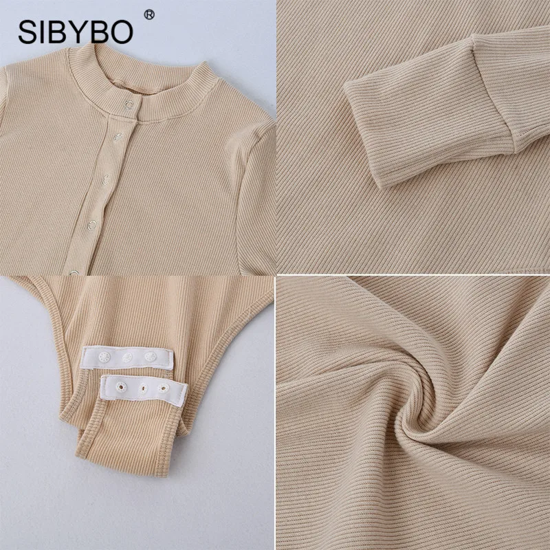 SIBYBO/осенний Повседневный женский комбинезон с длинным рукавом, модный обтягивающий сексуальный женский комбинезон с круглым вырезом, однотонный облегающий зимний женский комбинезон