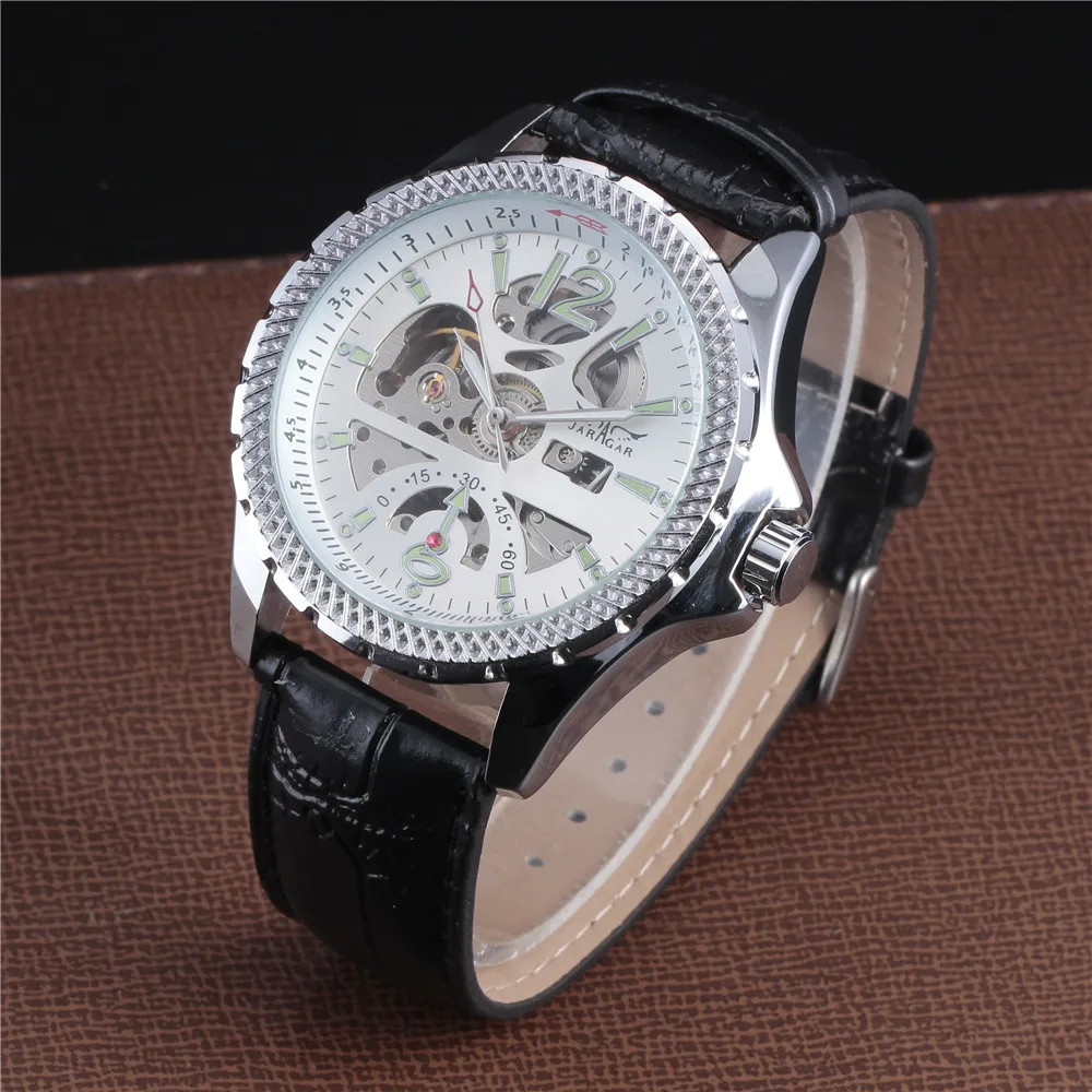 Классические Механические часы с ремешком на кожаном ремешке | Наручные