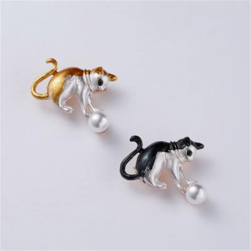 WKOUD Play Ball Cat Brooch Enamel Animal Kitty Brooches for Women Kids Jewelry Green Eye Small Pins Fashion | Украшения и