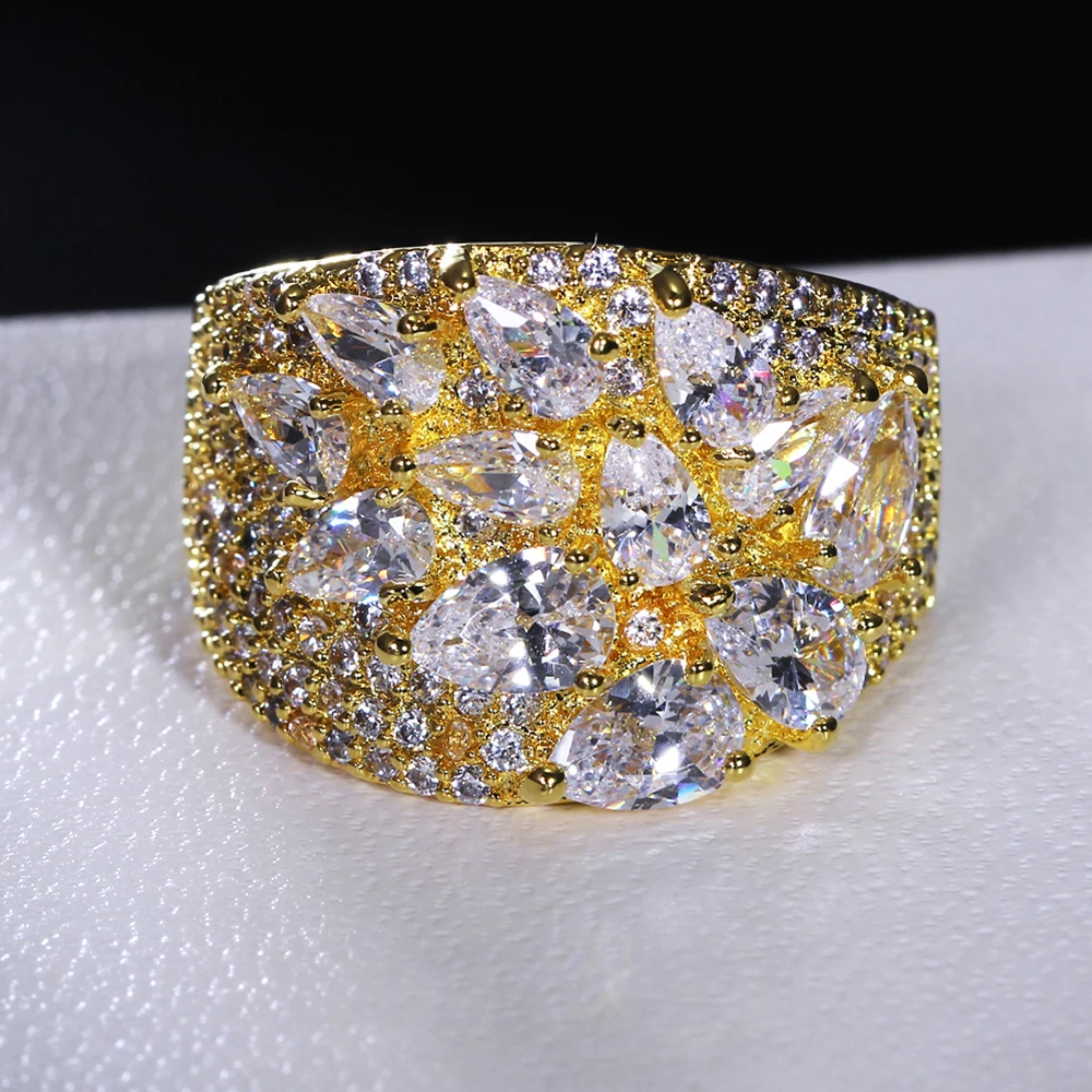 New Ring with Water Drop CZ stones jewelry Gold-color anel feminino dropshipping alibaba-express bijoux Fashion rings for women | Украшения