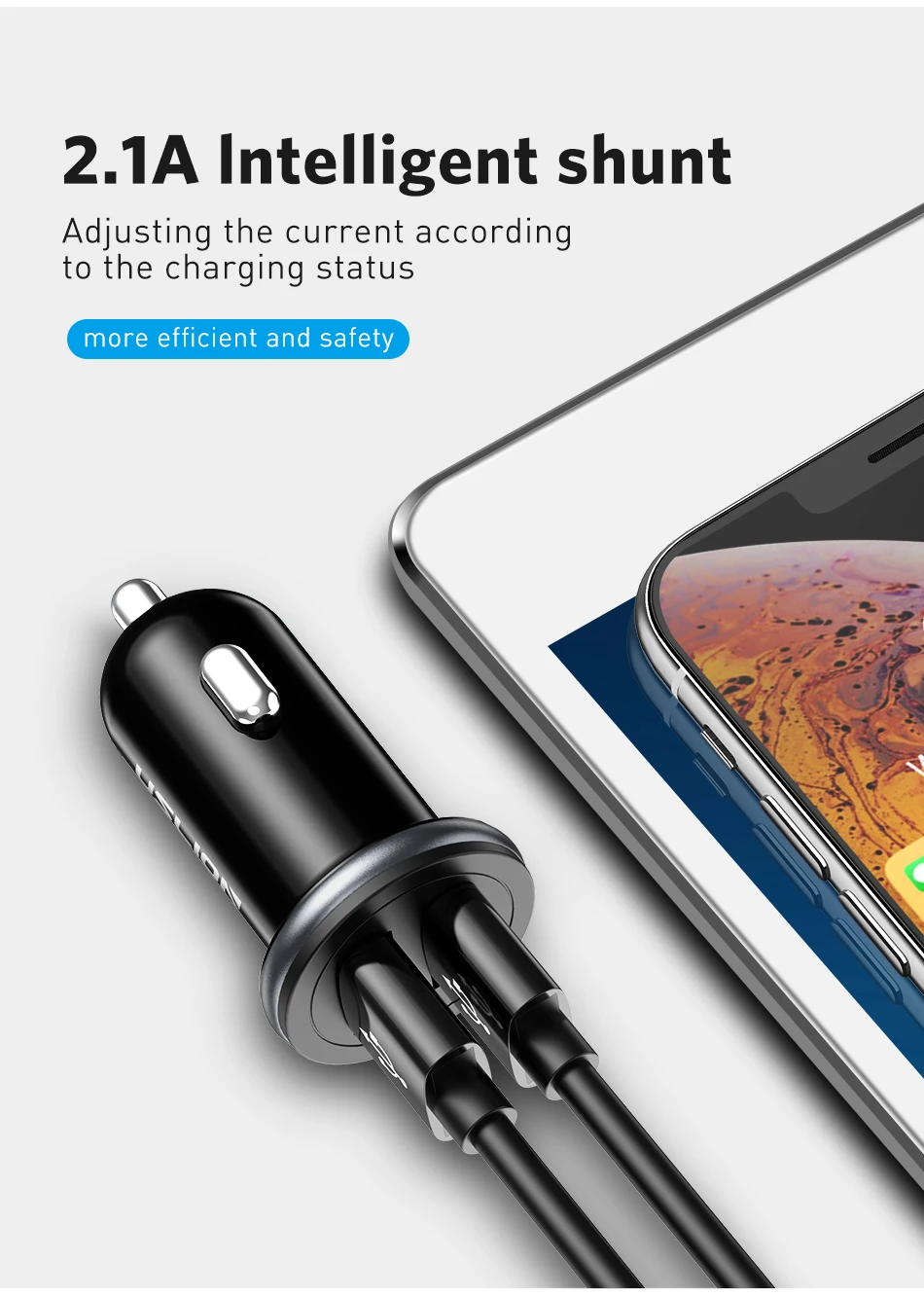 USLION Mini Dual USB Автомобильное зарядное устройство для телефона 5 в 2,1 а, зарядное устройство для мобильного телефона для iPhone, быстрое USB зарядное устройство, адаптер для автомобиля для планшетов