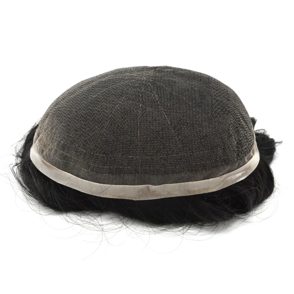 

Off Black Human Hair Toupee For Men 100% Swiss Lace European Human Hair Replacement System For Mens 8x10" Lace Toupee Men's Wig