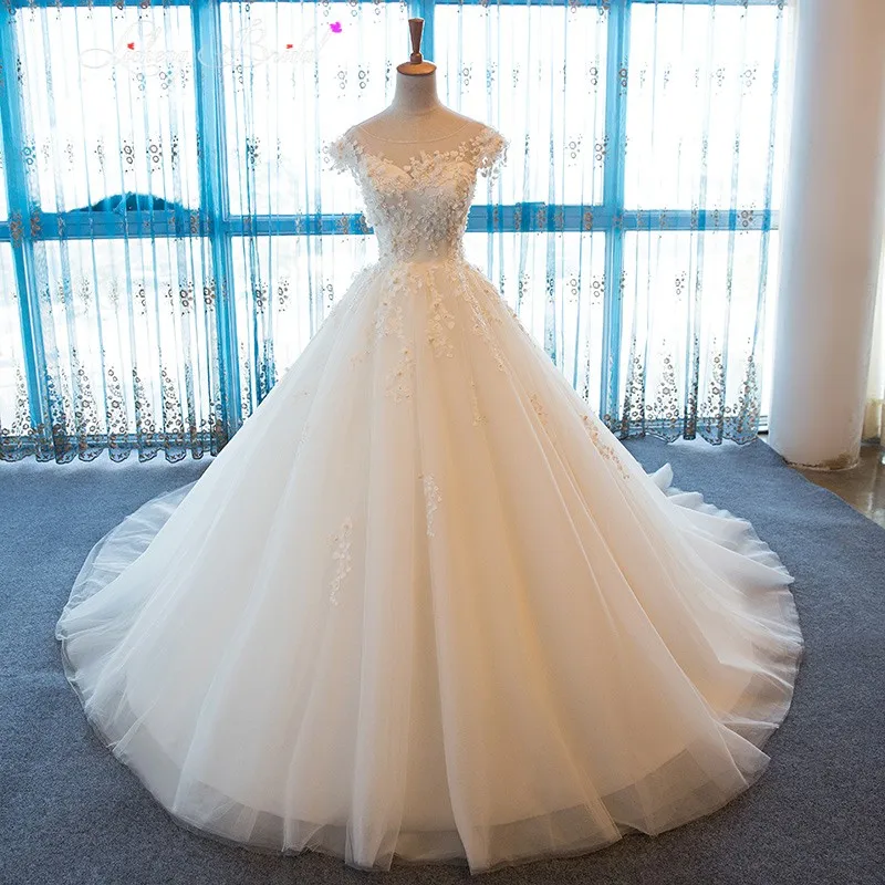 Licheng bridal белый свадебные платья 2017 аппликации блестками бальные sexy backless для