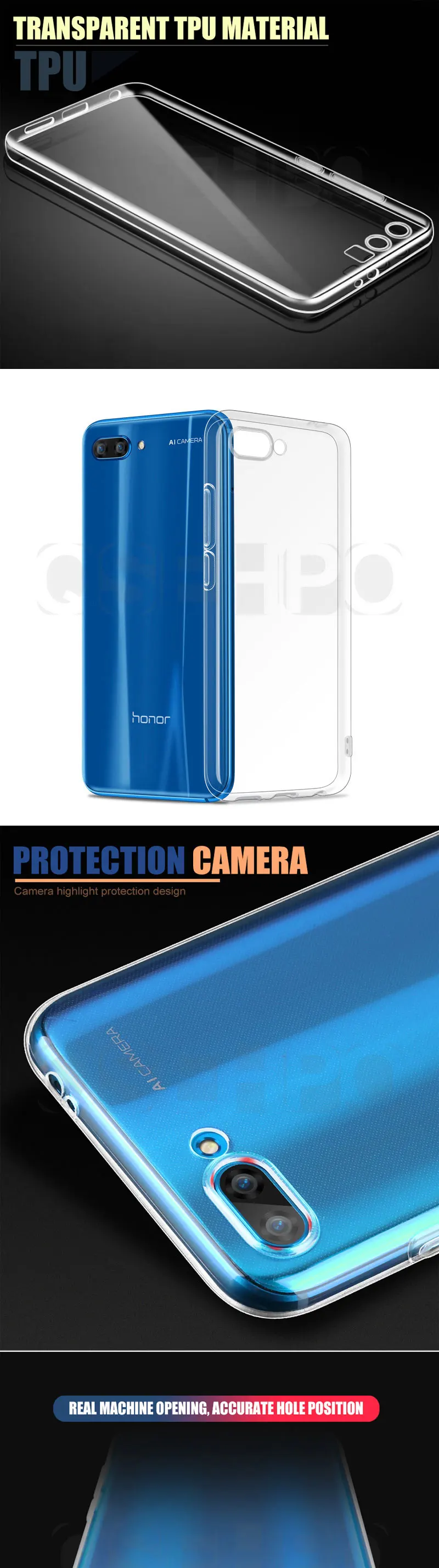Ультратонкий силиконовый чехол для huawei Honor 10 9 8 Lite, мягкий прозрачный чехол s для Honor V10 V9 Play, прозрачный защитный чехол