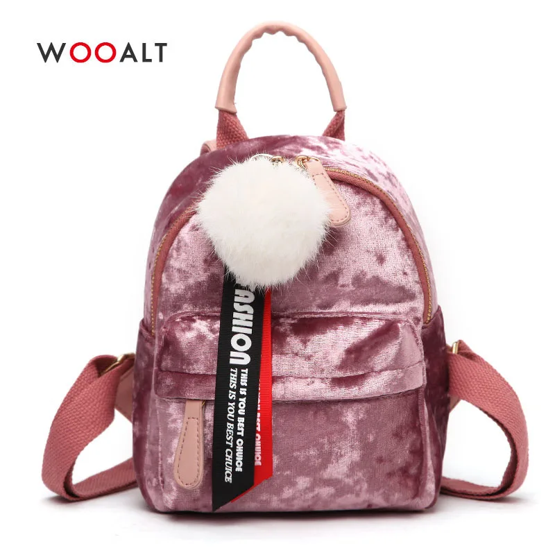 Wooalt новый модный велюровый мини рюкзак женские маленькие рюкзаки школьные сумки