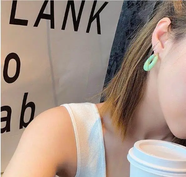 Huanzhi 2019 летние красочные геометрические в виде полукруга C Форма акриловые