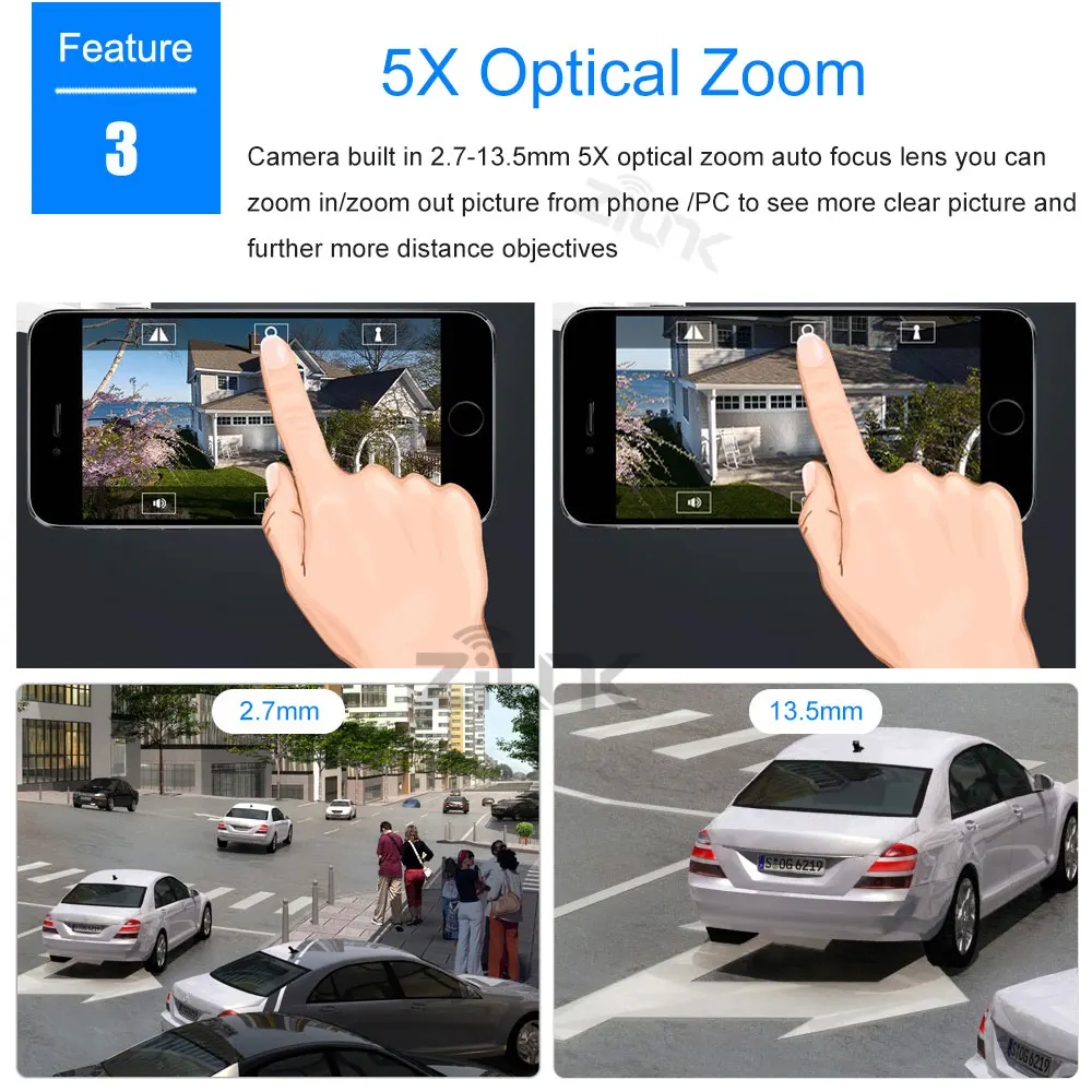 2.0MP WiFi наружная IP камера 5x оптический зум PTZ Беспроводная ночного видения 1080P HD