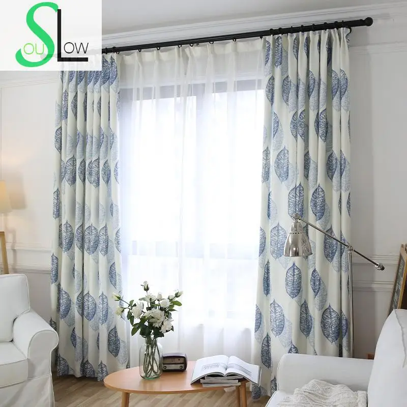 Slow Soul banxia занавес зеленые голубые листья жалюзи Cortinas занавески s для гостиной кухни спальни детей готовых Tende