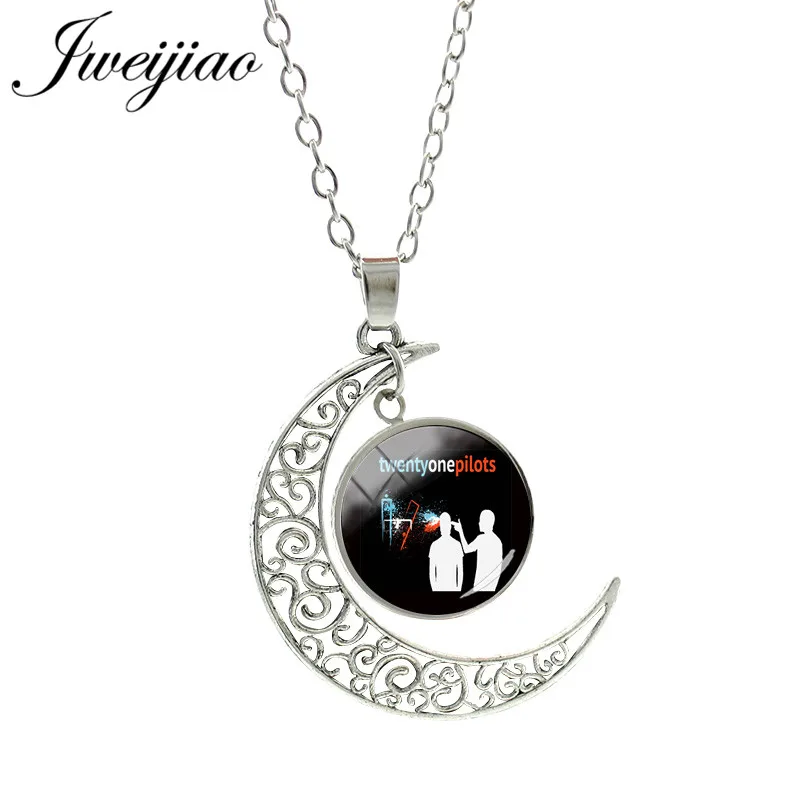 TO11 JWEIJIAO, хит, ожерелье с кулоном "Twenty One Pilots Moon", стеклянный кабошон, купольное колье, ожерелье, ювелирные изделия, подарок для фанатов TO25 - Окраска металла: TO11