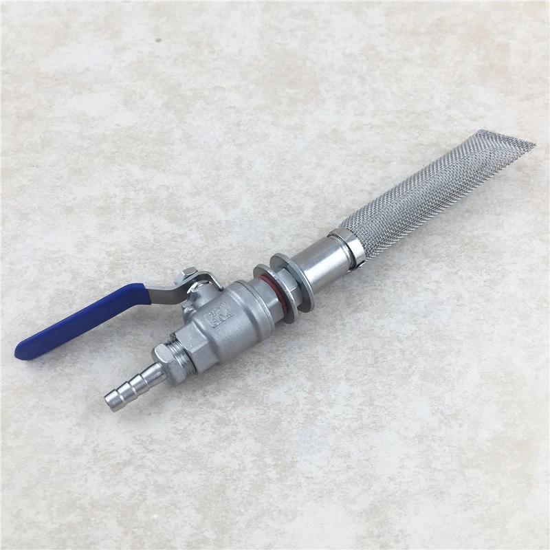 

Boil Kettle Weldless Bazooka Screen Kit, Stainless Steel 1/2" Ball Valve With Hose Barb, Homebrew Hardware
