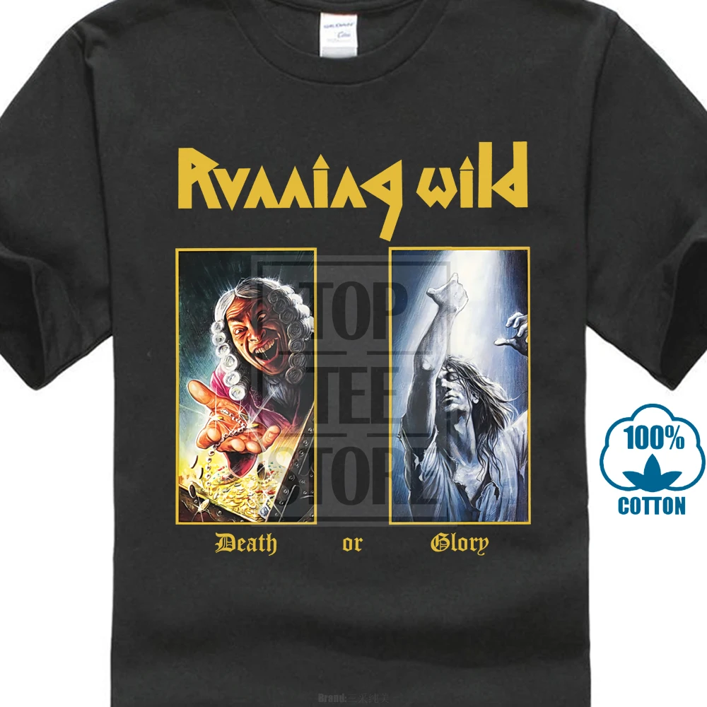 Мужская футболка с принтом черная металлическим браслетом Running Wild Merry Or Glory