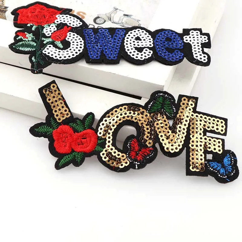 1Pc ЛЮБОВЬ ПАРИЖ Веселые Пайетки Наклейки на Железо Вышитые Значки Аппликация для Одежды Швейные Инструменты.