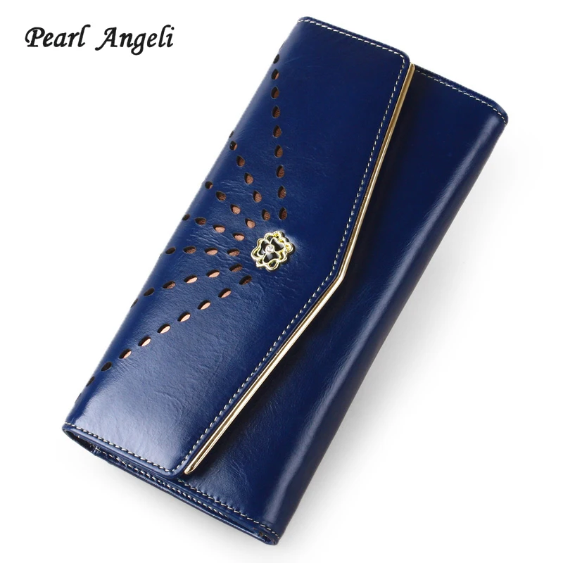 Жемчужные длинные женские кошельки Angeli из натуральной кожи высококачественный