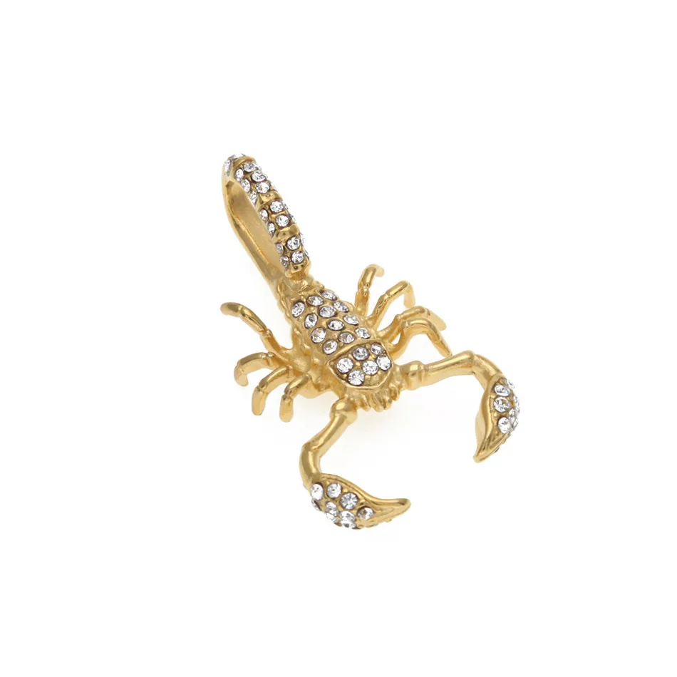 Кулон в виде скорпиона из нержавеющей стали золотого цвета|scorpion pendant|f pendantrhinestone