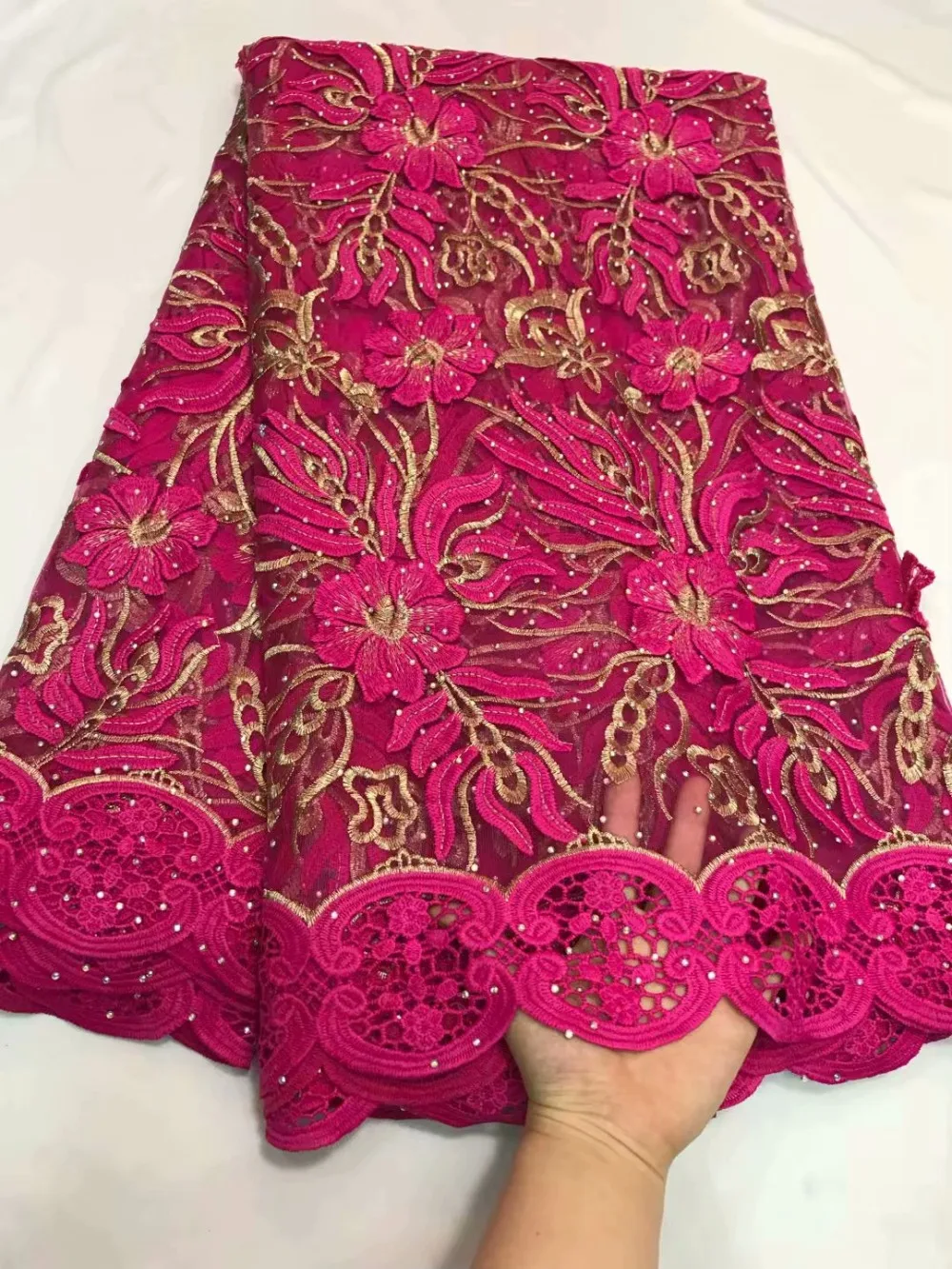 Королевский синий золотой свадебный Тюль Кружева африканская швейная