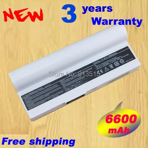 

Аккумулятор для ноутбука Asus, белый, 6 ячеек, для ноутбука Asus, с аккумулятором 6600, Eee, ПК, 1000, 1000H, 1000HA, 1000HD, 1000HE, 1000HG, 901, 904HD, мАч, 7,4 В