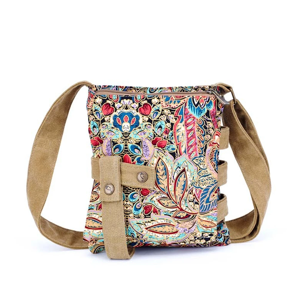 Новая холщовая женская сумка с цветочным принтом и пуговицами в стиле Феникса на
