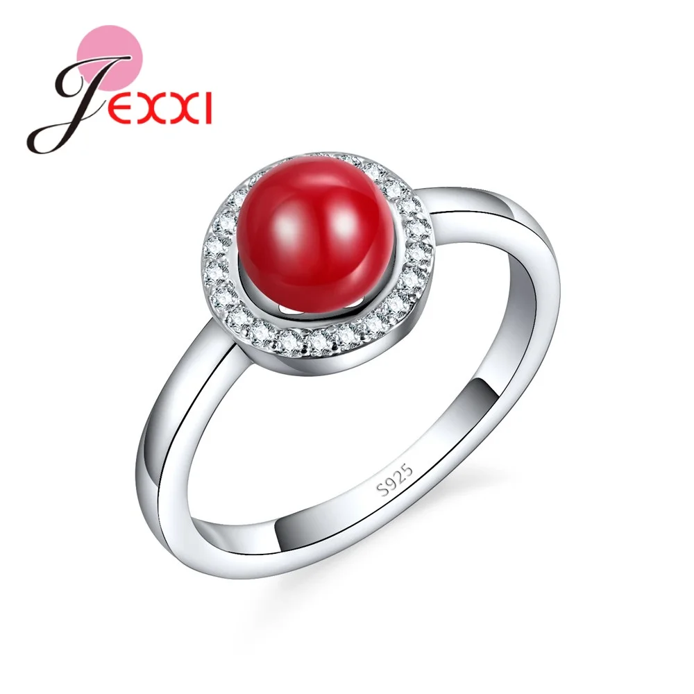 

Big Promise 925 Sterling Silver Pearl Engagement Rings Anillos Fashion Round Finger Rings Birthday Stone Jewelry Anel