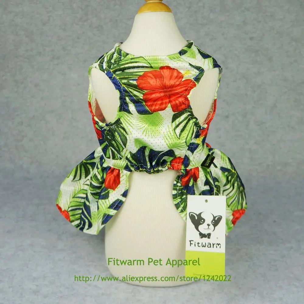 Fitwarm Гавайский Palm собак одежда платья жилет рубашки Pet Cat Одежда зеленый XS