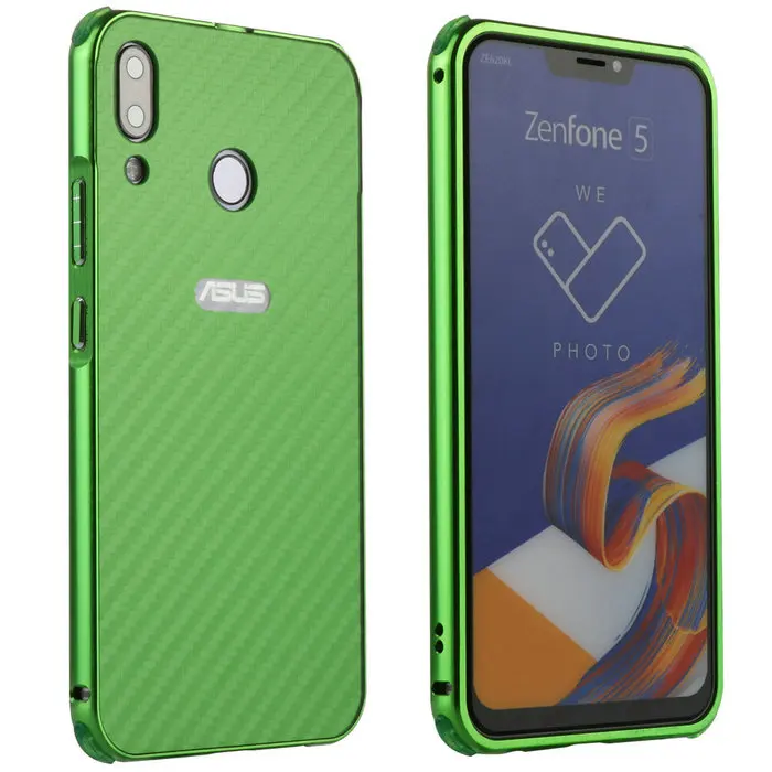 Роскошный чехол на заднюю панель для Asus Zenfone 5 ZE620KL 5Z ZS620KL, алюминиевый металлический бампер, Жесткий Чехол из углеродного волокна для MAX Pro M1 ZB601KL - Цвет: Зеленый