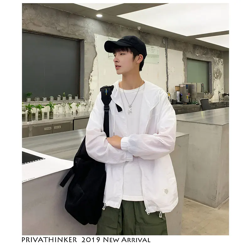 Privathinker Мужская Уличная Корейская куртка бомбер 2019 ветровка белая тонкая с
