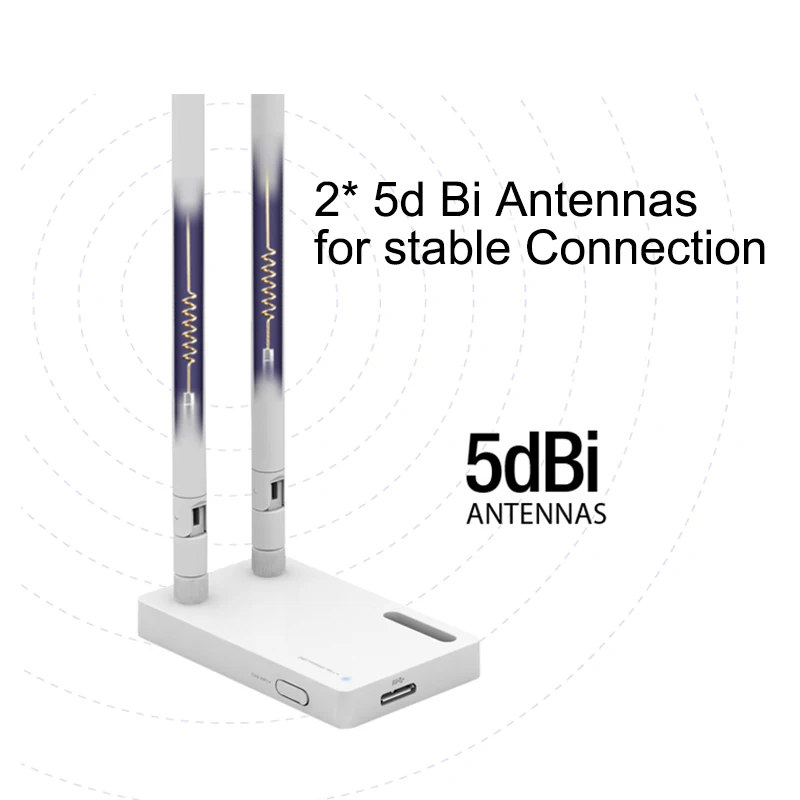 TOTOLINK A2000UA AC1200 USB Dual Band Беспроводной Wi Fi сетевой адаптер с 2 * 5dBi внешние съемные