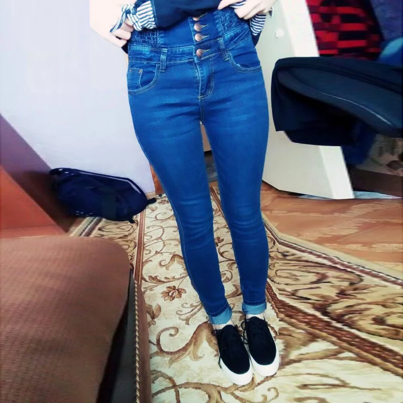 2018 джинсовые штаны модные женские туфли эластичные Высокая Талия Stretch Skinny Jean