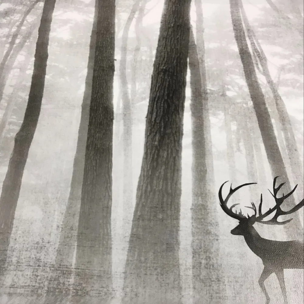 Абстрактная черно белая Картина на холсте с оленем в лесу скандинавский постер