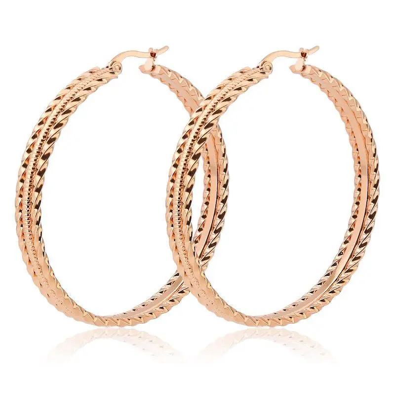 Серьги кольца MxGxFam 3 круглых из титановой стали 18 K/черный/белый/розовое