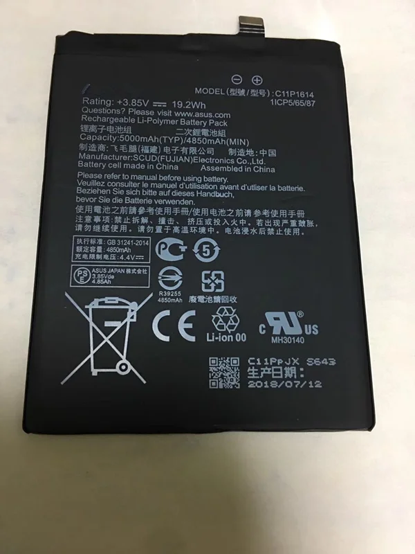 Jinsul настоящий аккумулятор 4850/5000 мАч C11P1614 для asus Zenfone Peg asus 3s Max ZC521TL X00GD