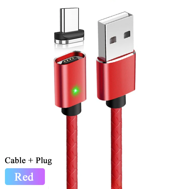Red 1 м Магнитный кабель Micro usb type-C кабель для iPhone Android 3A Быстрая зарядка USB C магнитное зарядное устройство для телефона samsung S10 Xiaomi 8 - Тип штекера: Red