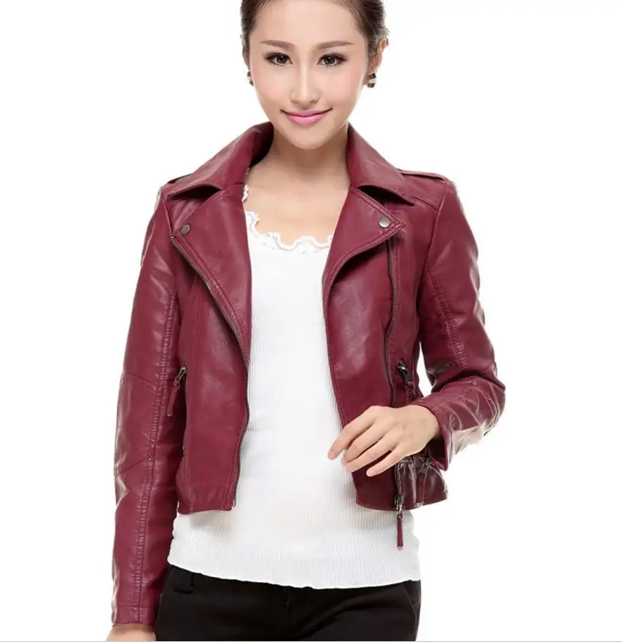Leather 2018 PU Jacket Women Slim Biker Motorcycle Soft Outwear Faux Zipper Jackets Spring Ladies Coats 201832 | Женская одежда
