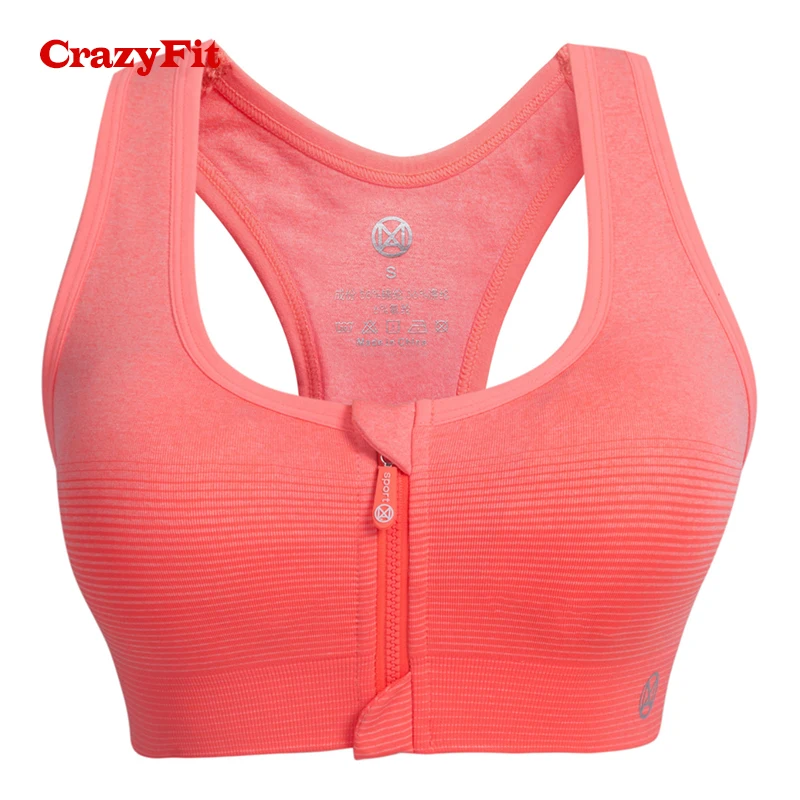 CrazyFit Высокая поддержка Спортивный бюстгальтер на молнии для женщин 2018