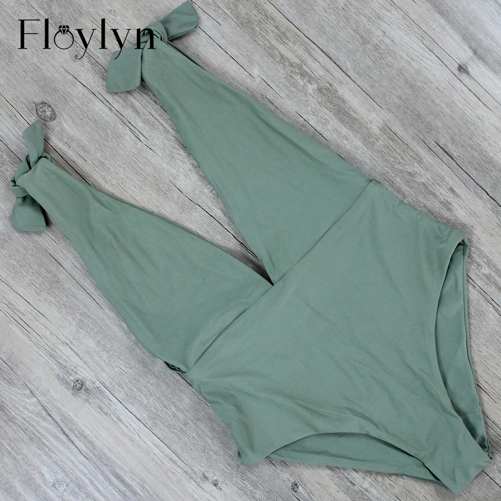 Слитный купальник Floylyn с глубоким вырезом купальник-монокини чашками пуш-ап